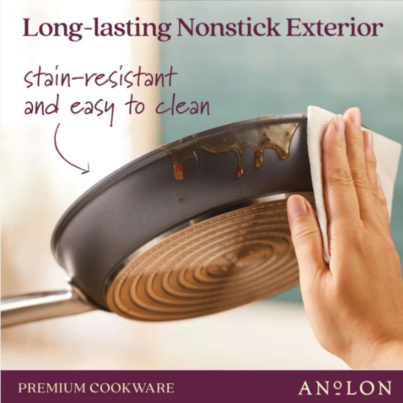 Anolon Accolade Forged Hard Anodized Nonstick Frying Pans/Skillet Set, 10 Inch and 12 Inch - Moonstone Gray - Image 5